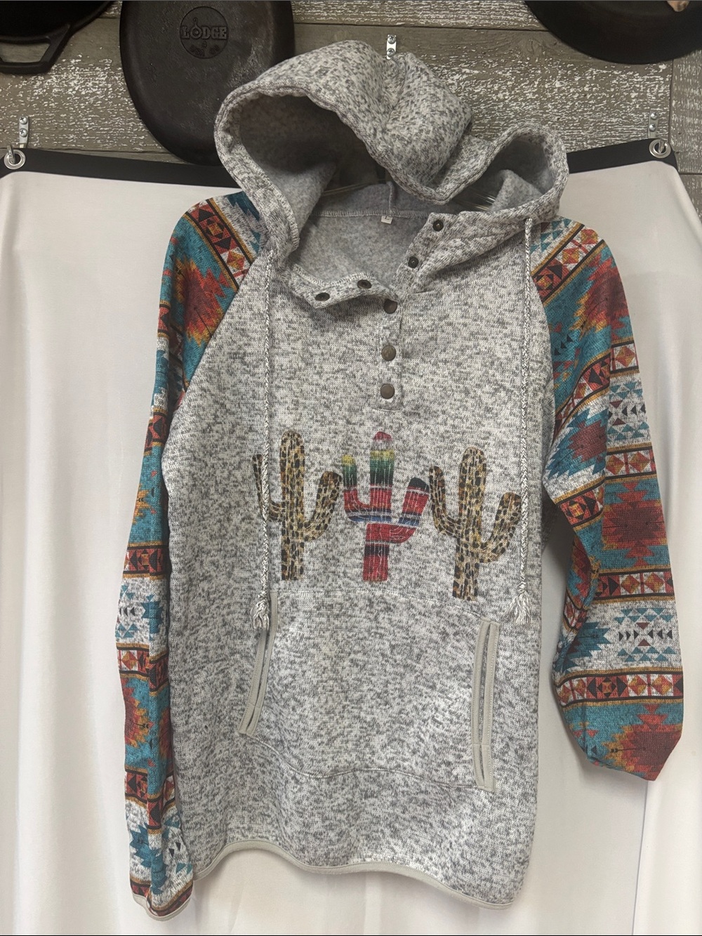 Source Unknown Gray Heather Snap-Front Hooded Pullover